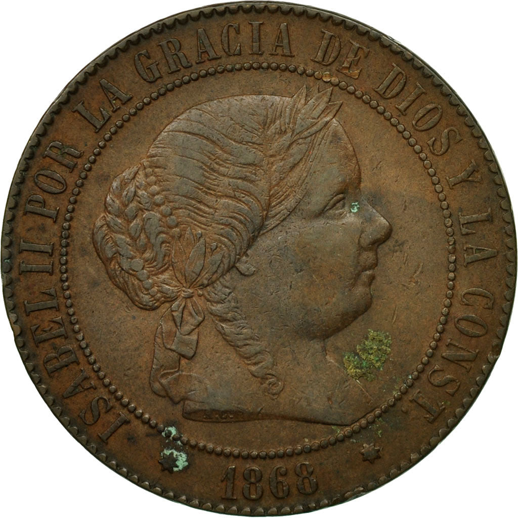 Moneta, Spagna, Isabel II, 5 Centimos, 1868, Madrid, BB, Rame, KM:635.1