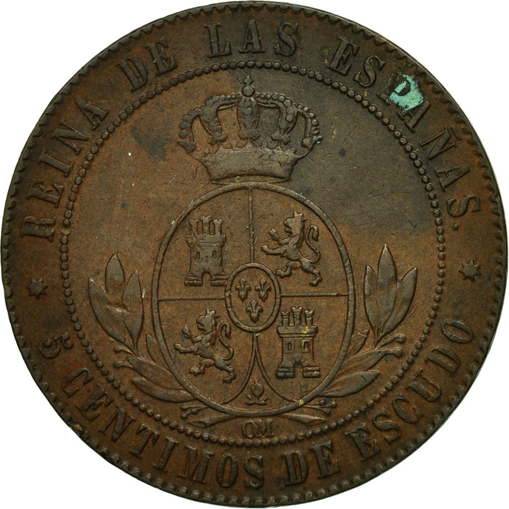 Moneta, Spagna, Isabel II, 5 Centimos, 1868, Madrid, BB, Rame, KM:635.1
