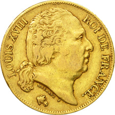 Coin, France, Louis XVIII, Louis XVIII, 20 Francs, 1822, Paris, EF(40-45), Gold