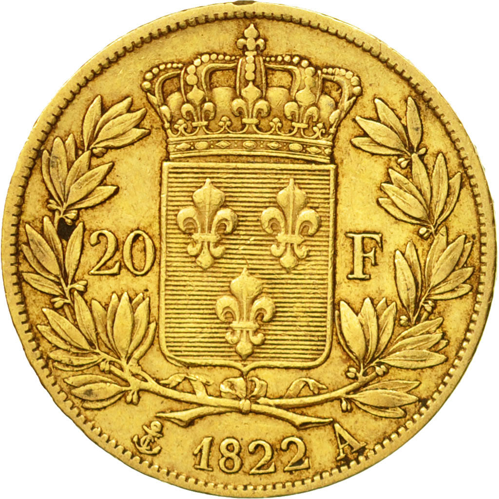 Coin, France, Louis XVIII, Louis XVIII, 20 Francs, 1822, Paris, EF(40-45), Gold