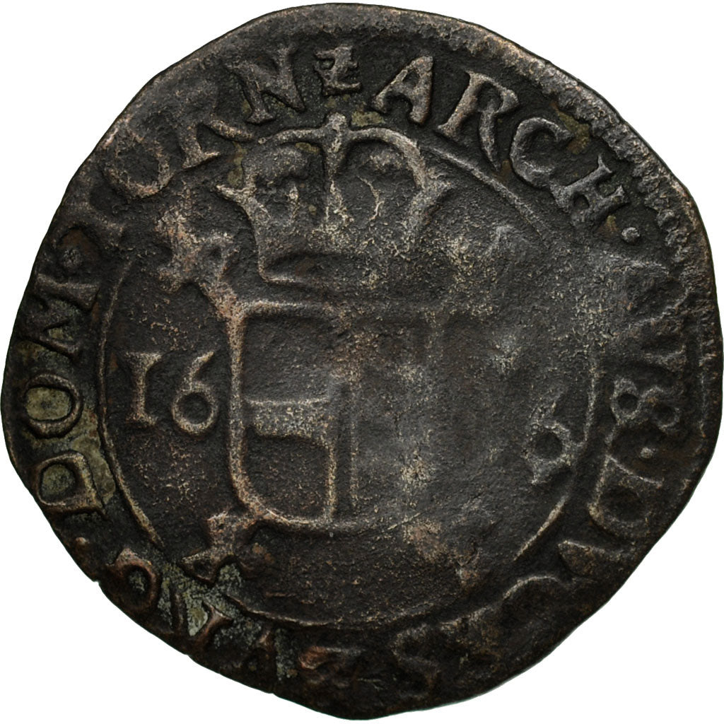 Coin, Spanish Netherlands, BRABANT, 2 Denier, 8 Mites, 1606, Antwerp, VF(20-25)