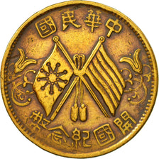 Monnaie, République de Chine, 10 Cash, 10 Wen, 1912, TTB, Cuivre, KM:301.1