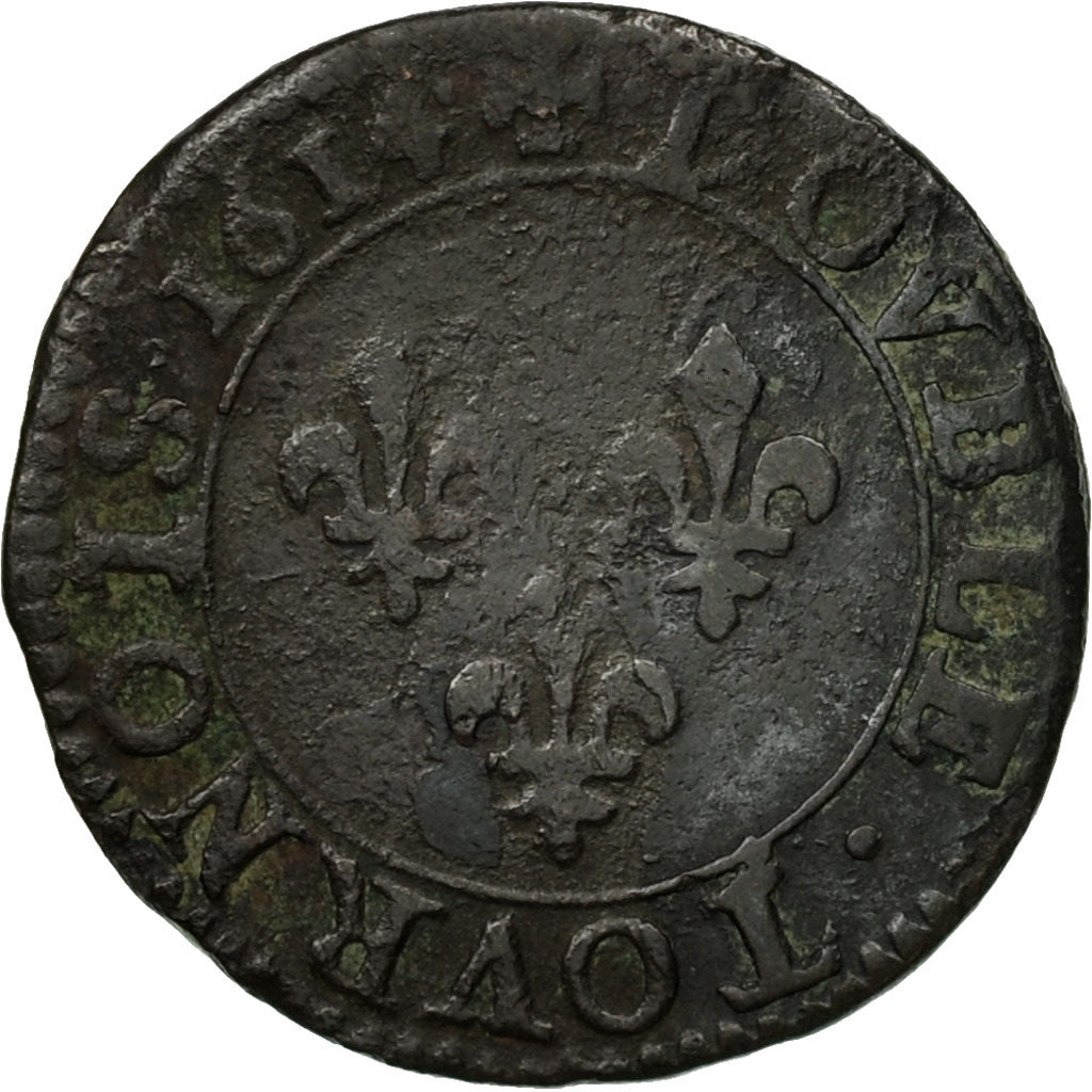Münze, Frankreich, Louis XIII, Double Tournois, 1614, Paris, S+, Kupfer