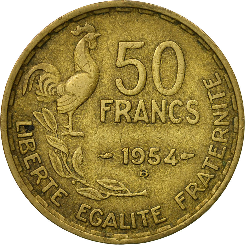 Coin, France, Guiraud, 50 Francs, 1954, Beaumont - Le Roger, VF(30-35)