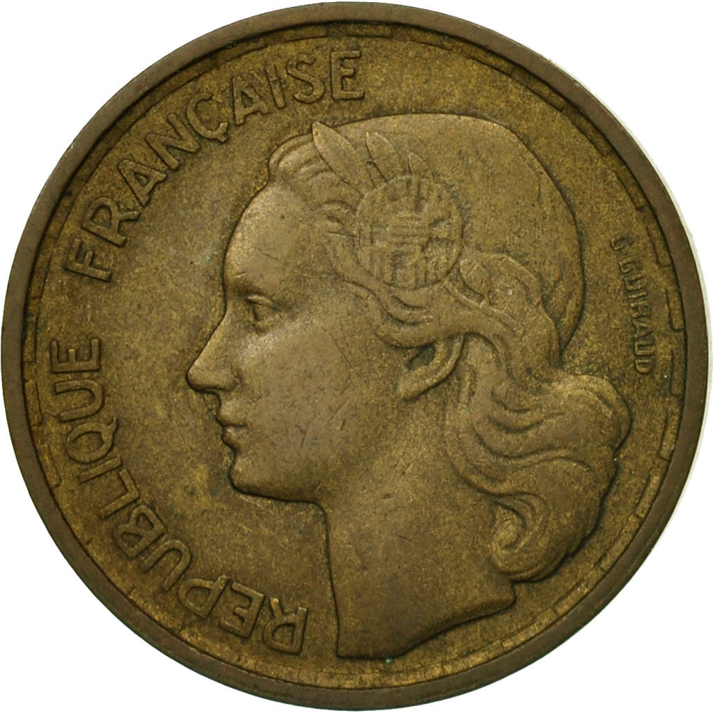 Moneda, Francia, Guiraud, 10 Francs, 1954, Paris, MBC, Aluminio - bronce