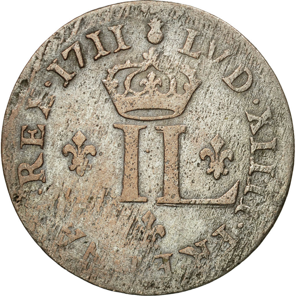 Monnaie, France, Louis XIV, XXX Deniers aux 2 L couronnés, 30 Deniers, 1711