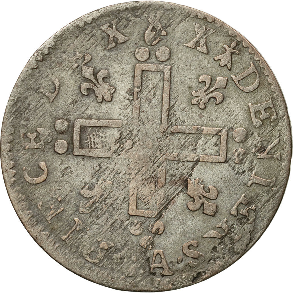 Monnaie, France, Louis XIV, XXX Deniers aux 2 L couronnés, 30 Deniers, 1711