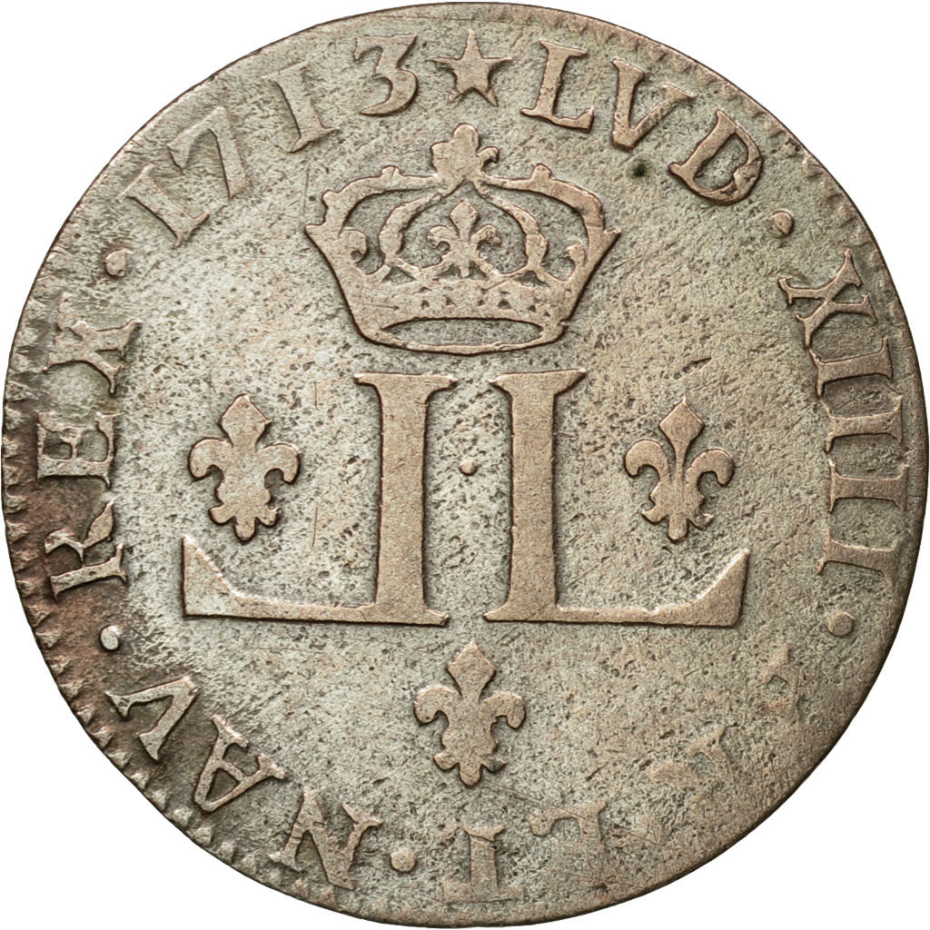 Monnaie, France, Louis XIV, XXX Deniers aux 2 L couronnés, 30 Deniers, 1713