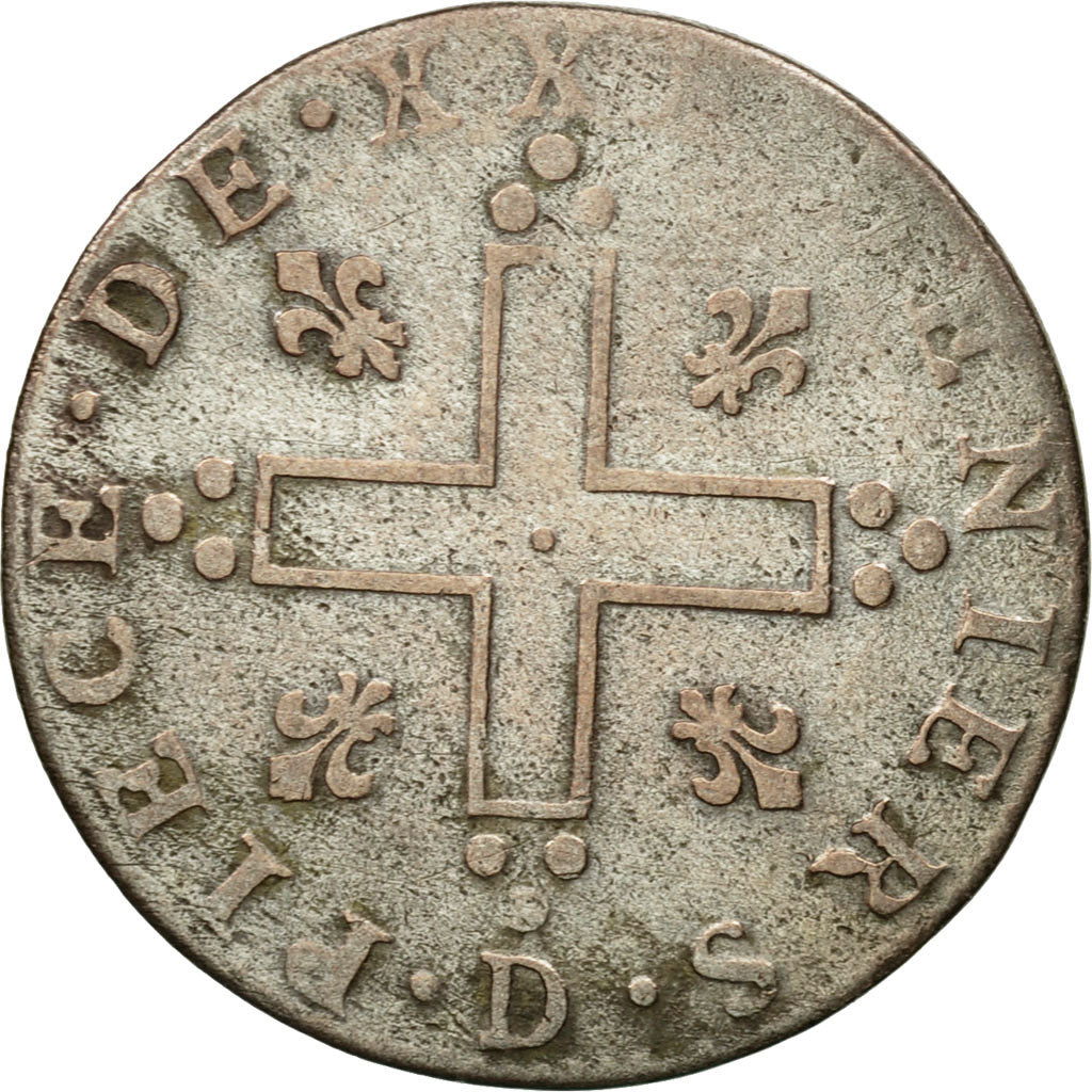 Monnaie, France, Louis XIV, XXX Deniers aux 2 L couronnés, 30 Deniers, 1713