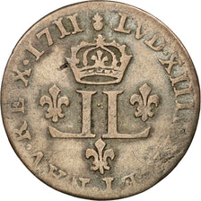 Monnaie, France, Louis XIV, XV Deniers (pièce de), 15 Deniers, 1711, Metz, TB