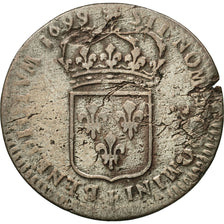 Monnaie, France, Louis XIV, Sol de 15 deniers ou quinzain, 15 Deniers, 1699