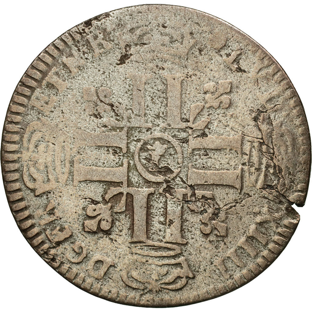 Monnaie, France, Louis XIV, Sol de 15 deniers ou quinzain, 15 Deniers, 1699