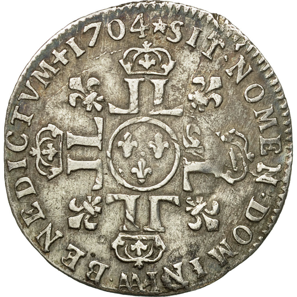 Münze, Frankreich, 1/12 Ecu aux 8 L, 1704, Metz, SS, Silber, Gadoury:124