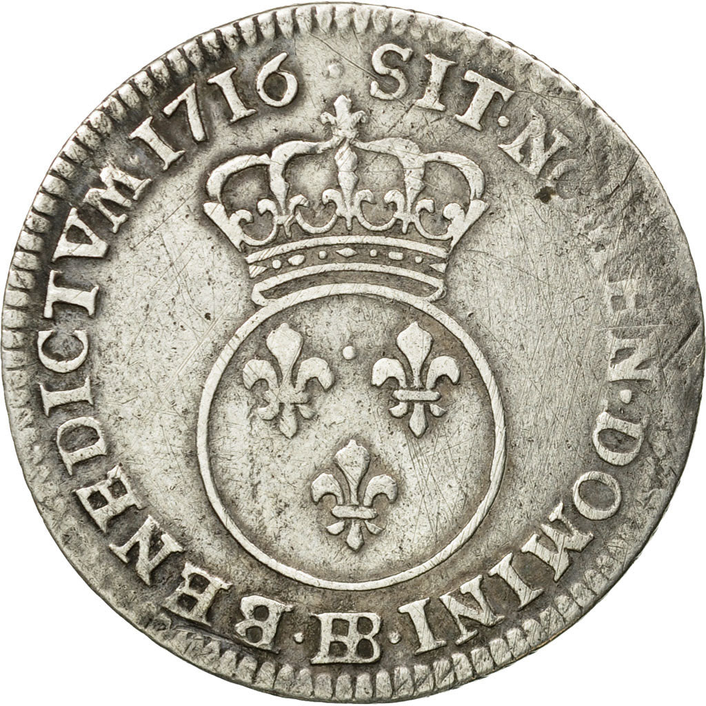 Coin, France, Louis XV, 1/10 Écu Vertugadin, 12 Sols, 1/10 ECU, 1716