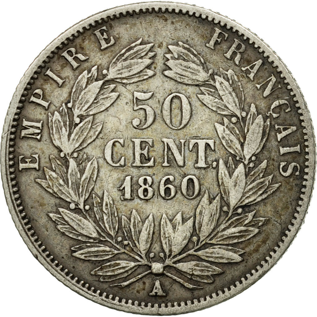 Moneta, Francja, Napoleon III, Napoléon III, 50 Centimes, 1860, Paris