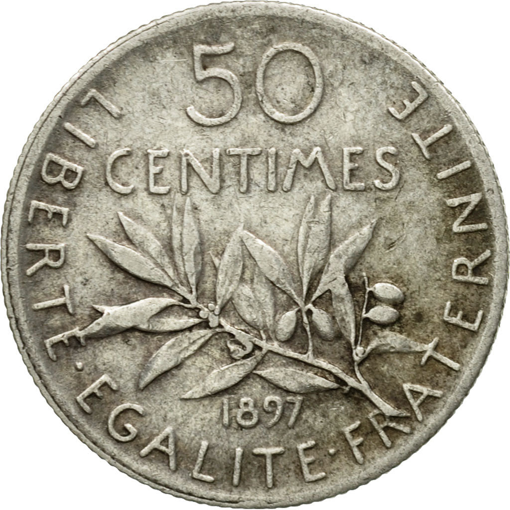 Coin, France, Semeuse, 50 Centimes, 1897, Paris, EF(40-45), Silver, KM:854