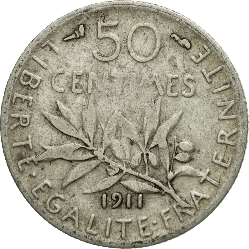 Münze, Frankreich, Semeuse, 50 Centimes, 1911, Paris, SGE, Silber, KM:854