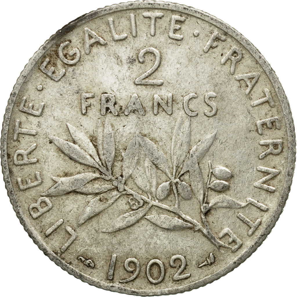 Coin, France, Semeuse, 2 Francs, 1902, Paris, VF(30-35), Silver, KM:845.1