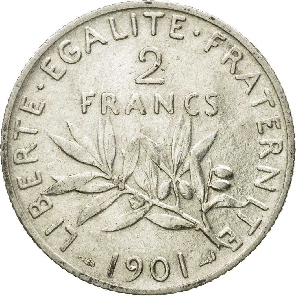 Coin, France, Semeuse, 2 Francs, 1901, Paris, EF(40-45), Silver, KM:845.1