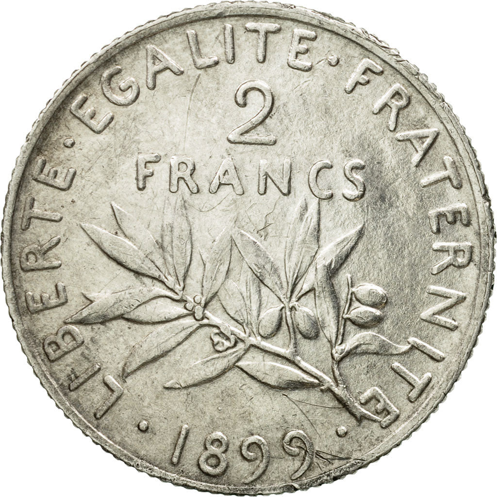 Coin, France, Semeuse, 2 Francs, 1899, Paris, AU(50-53), Silver, KM:845.1