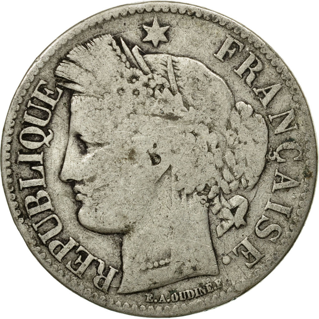 Moneta, Francia, Cérès, 2 Francs, 1870, Bordeaux, MB, Argento, KM:816.2