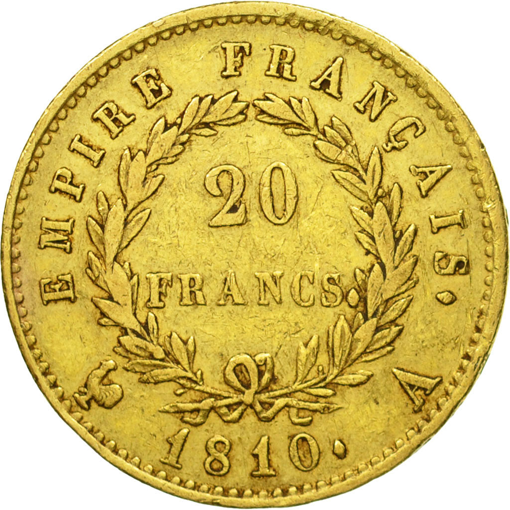 Coin, France, Napoléon I, 20 Francs, 1810, Paris, VF(30-35), Gold, KM:695.1