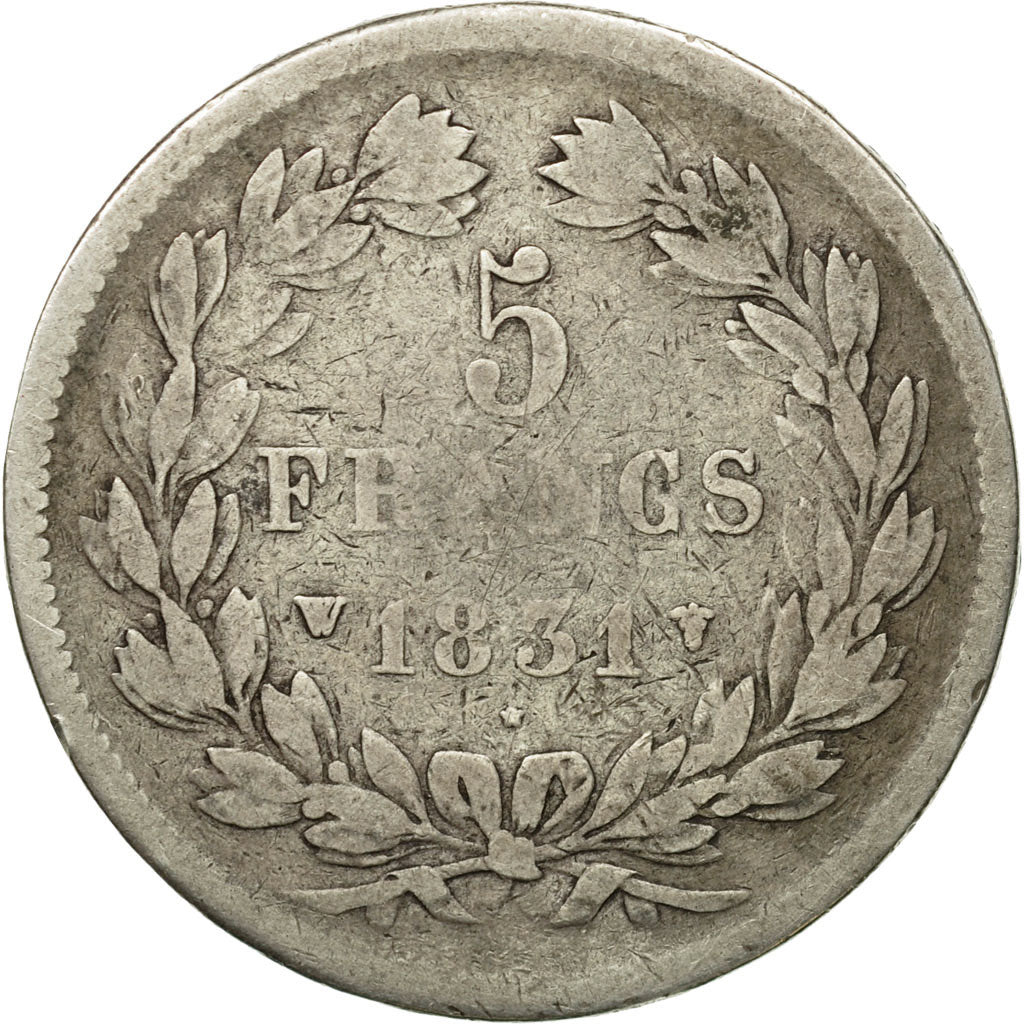 Coin, France, Louis-Philippe, 5 Francs, 1831, Lille, VF(20-25), Silver