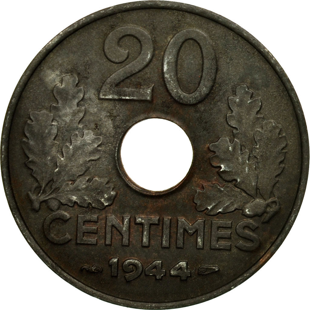 Coin, France, État français, 20 Centimes, 1944, Paris, EF(40-45), Iron