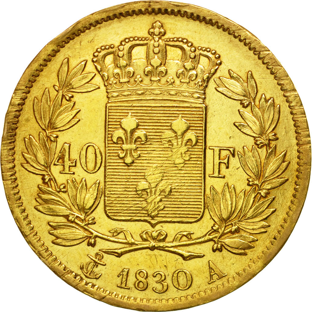 Moneta, Francia, Charles X, 40 Francs, 1830, Paris, BB+, Oro, KM:721.1