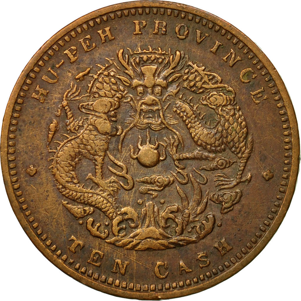 Coin, China, HUPEH PROVINCE, Kuang-hs, 10 Cash, Ching, AU(50-53), Copper, KM:122