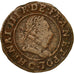 Coin, France, Double Tournois, 1589, Saint Lô, EF(40-45), Copper, Duplessy:1152