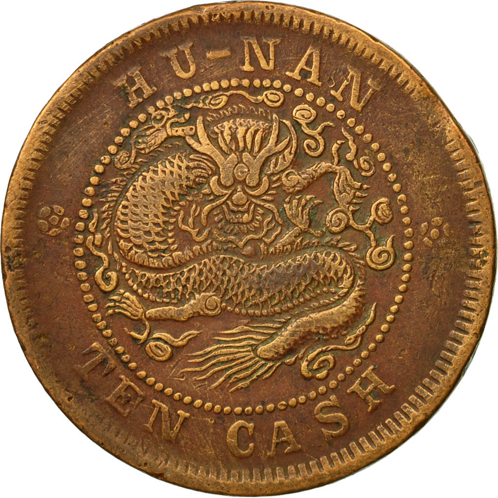 Coin, China, HUNAN PROVINCE, Kuang-hs, 10 Cash, EF(40-45), Copper, KM:112.12