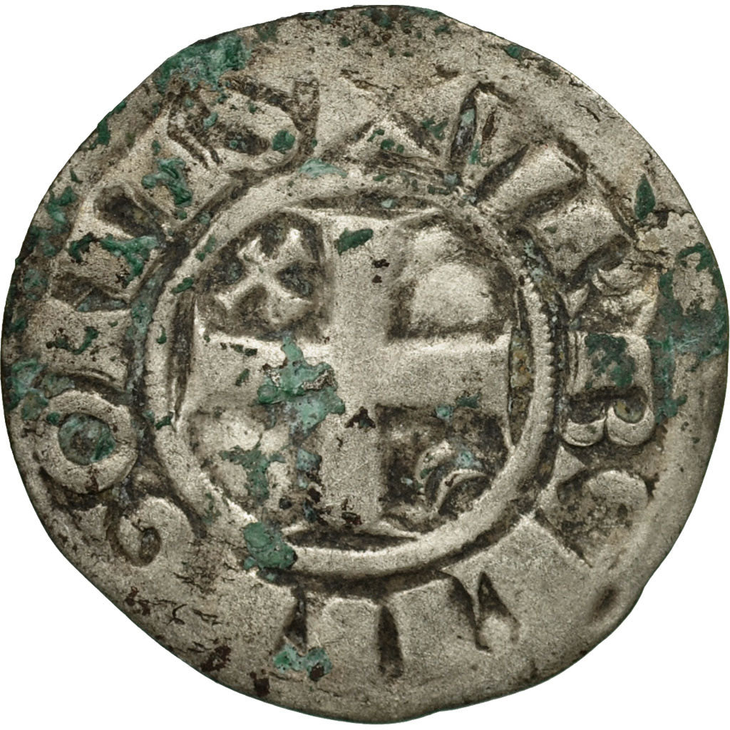 Moneda, Francia, Denarius, 1150-1200, Langres, MBC, Plata, Boudeau:1723