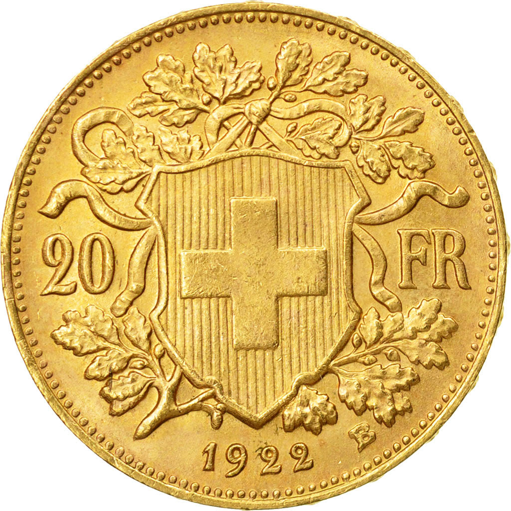 Moneda, Suiza, 20 Francs, 1922, Bern, MBC+, Oro, KM:35.1