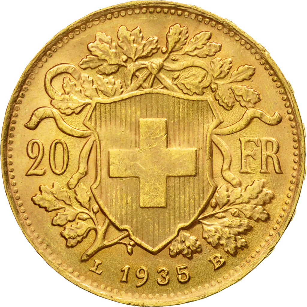 Moneda, Suiza, 20 Francs, 1935, Bern, MBC+, Oro, KM:35.1