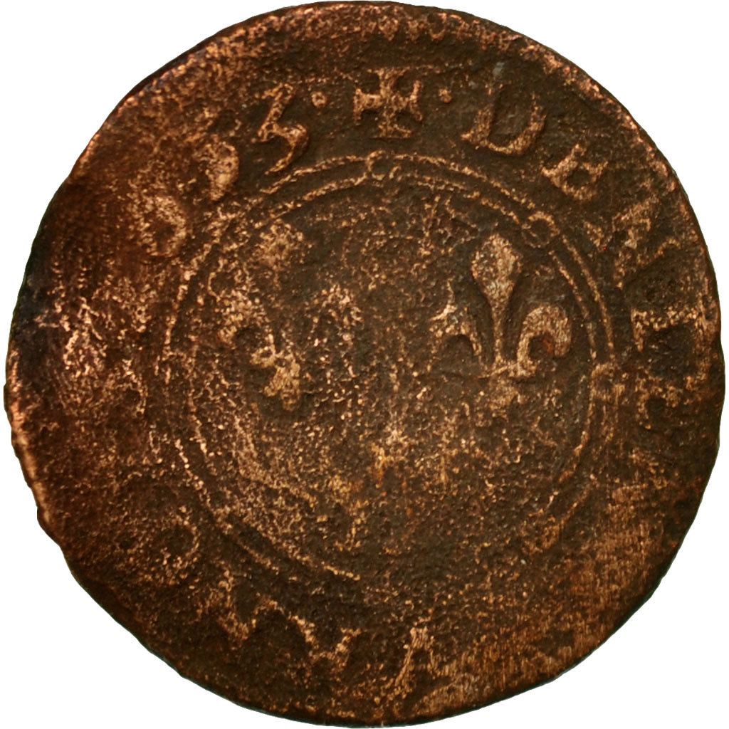 Monnaie, FRENCH STATES, NEVERS & RETHEL, Denier Tournois, 1653, Charleville, B