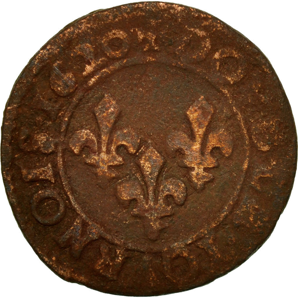 Coin, France, Louis XIII, Double Tournois, 1620, Poitiers, F(12-15), Copper