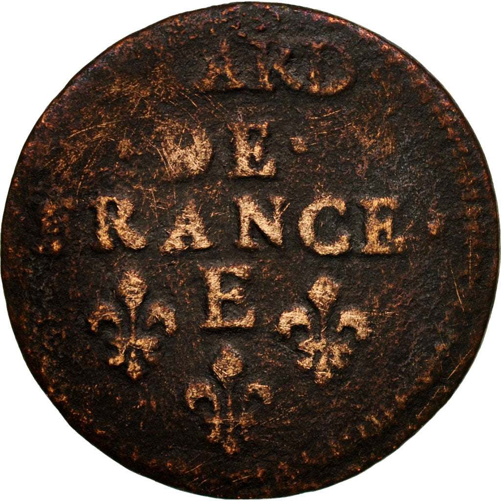 Monnaie, France, Louis XIV, Liard, 1657, Tours, B+, Cuivre, Gadoury:80