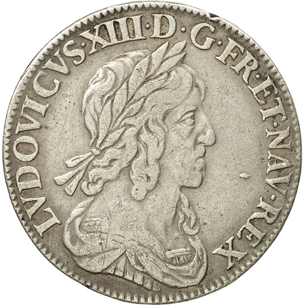 Coin, France, Louis XIII, 1/4 Écu 2e poinçon de Warin, buste drapé et