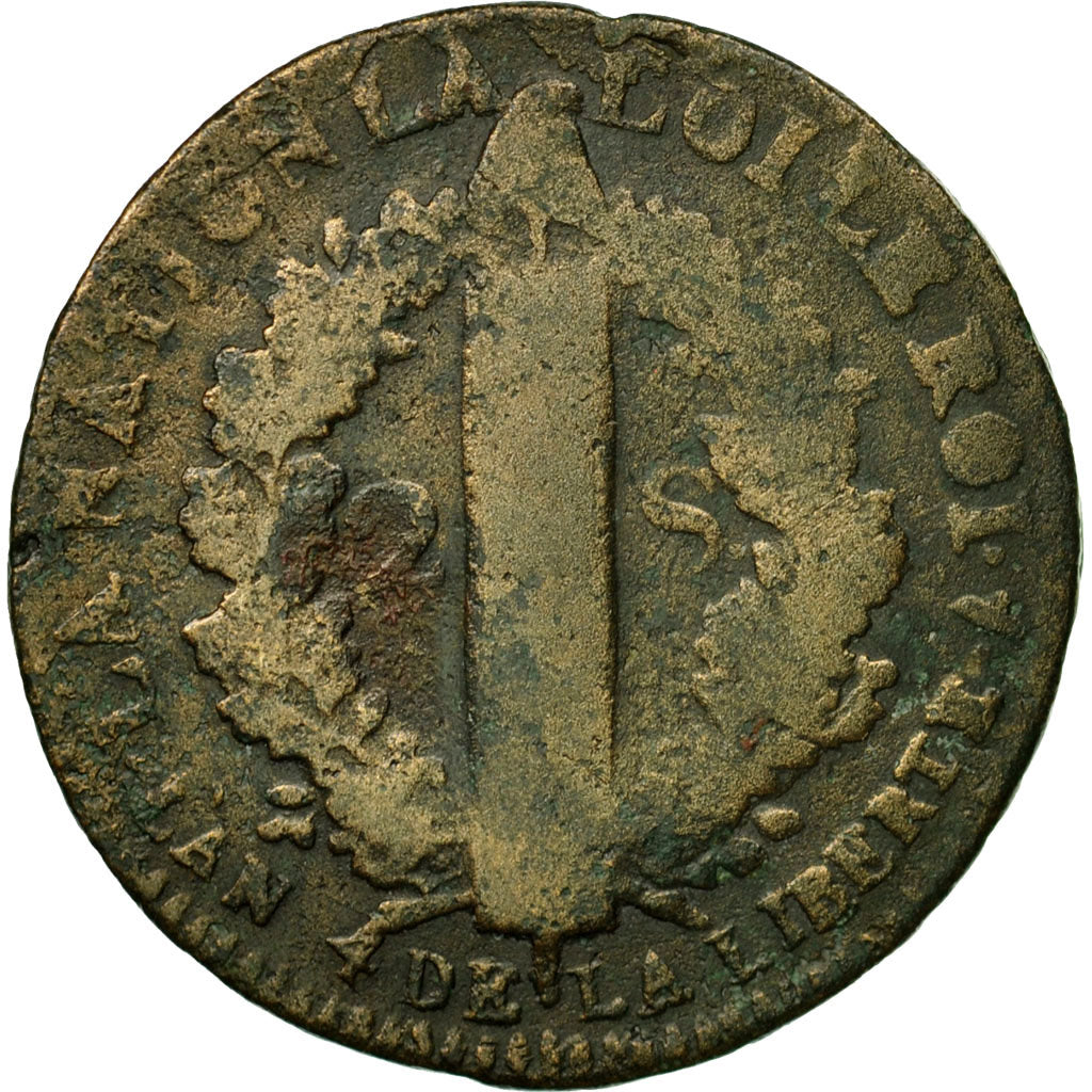 Coin, France, 2 sols françois, 2 Sols, 1792, Lille, F(12-15), Bronze
