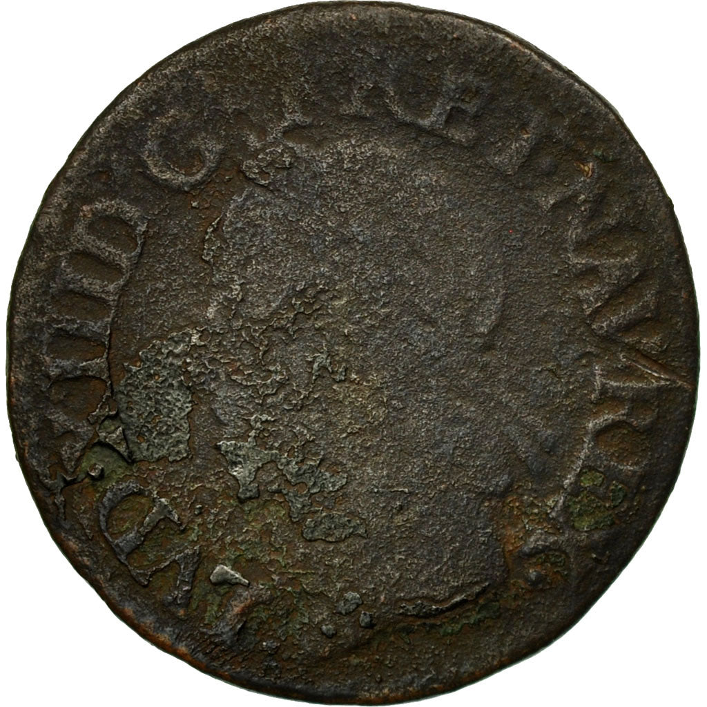 Coin, France, Louis XIII, Double Tournois, 1642, F(12-15), Copper, Gadoury:12
