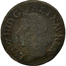 Moneda, Francia, Louis XIII, Double Tournois, 1642, BC, Cobre, Gadoury:12
