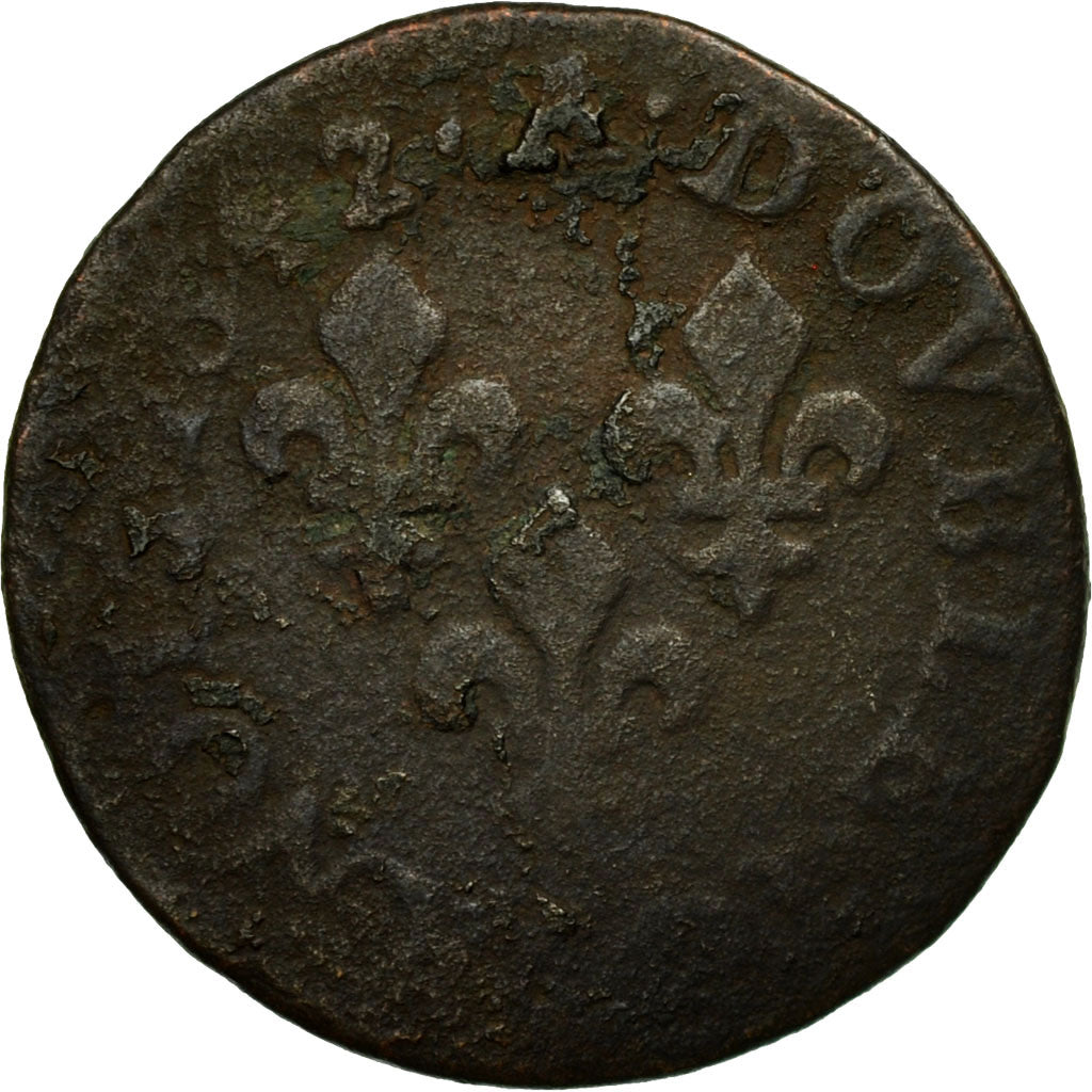 Coin, France, Louis XIII, Double Tournois, 1642, F(12-15), Copper, Gadoury:12