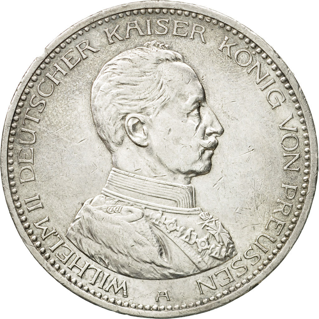 Coin, German States, PRUSSIA, Wilhelm II, 5 Mark, 1914, Berlin, AU(50-53)