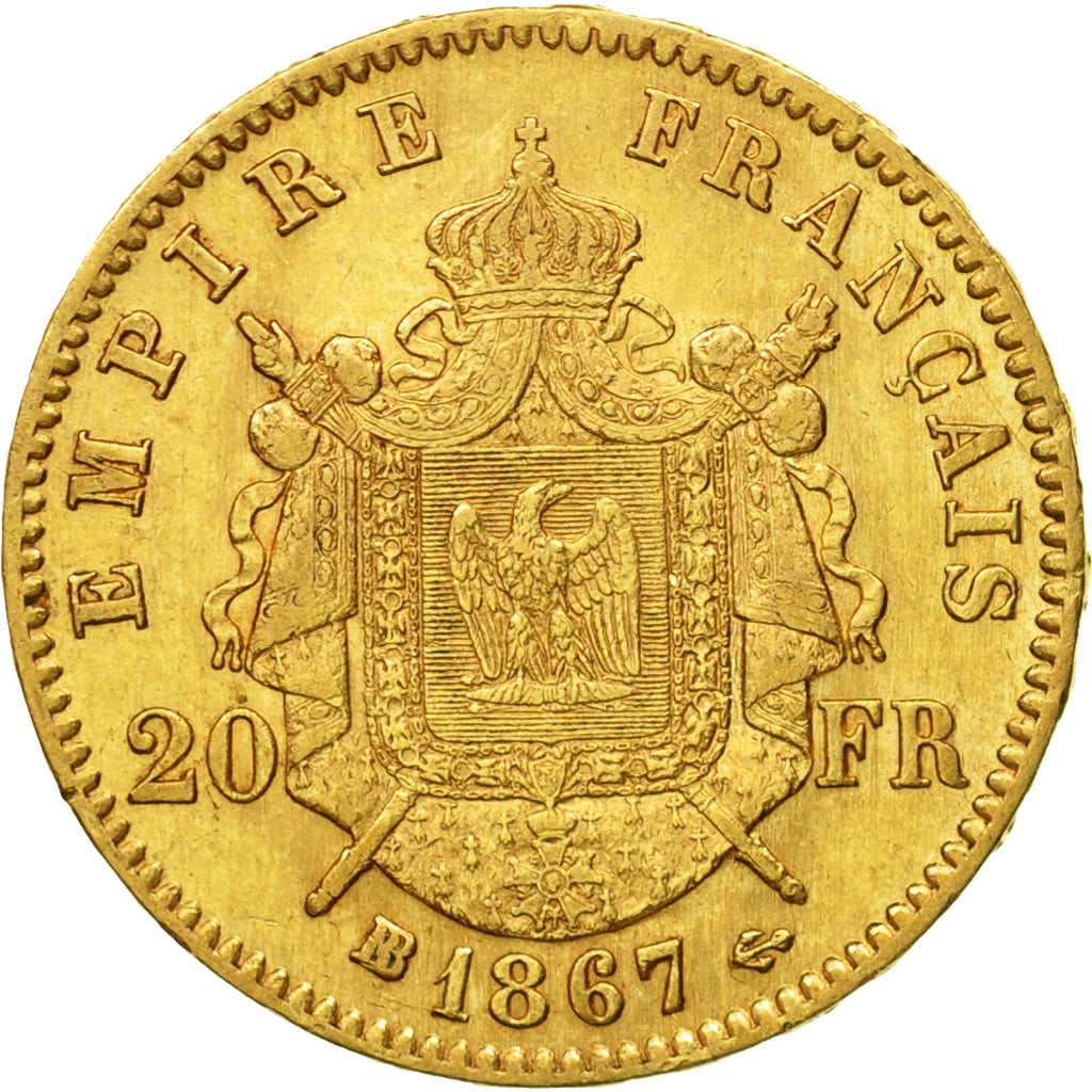 Coin, France, Napoleon III, Napoléon III, 20 Francs, 1867, Strasbourg