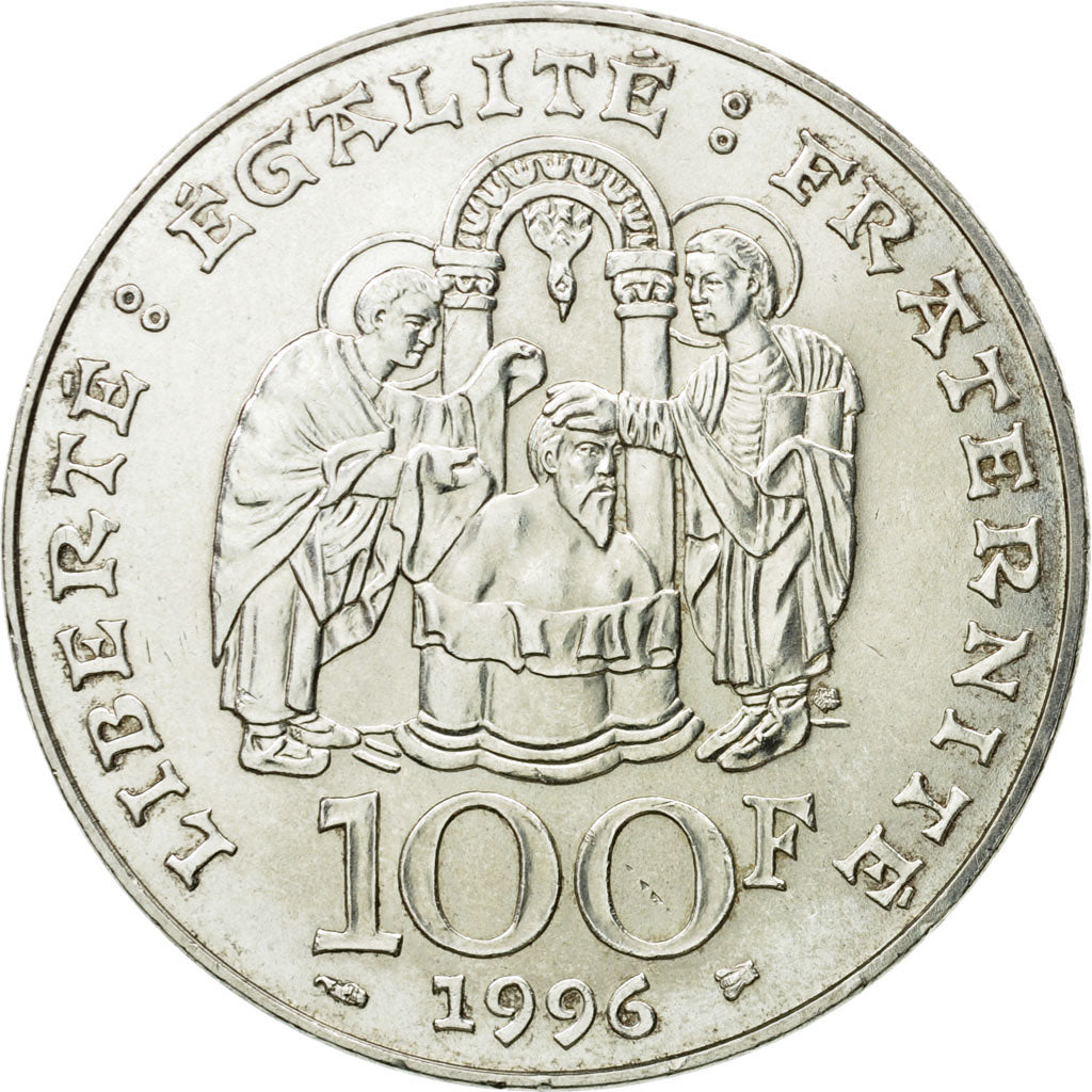 Coin, France, Clovis, 100 Francs, 1996, Paris, AU(55-58), Silver, KM:1180