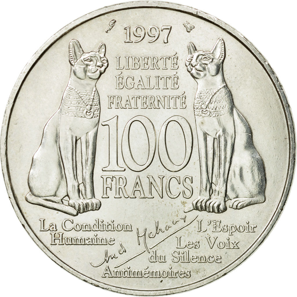 Münze, Frankreich, André Malraux, 100 Francs, 1997, Paris, VZ, Silber