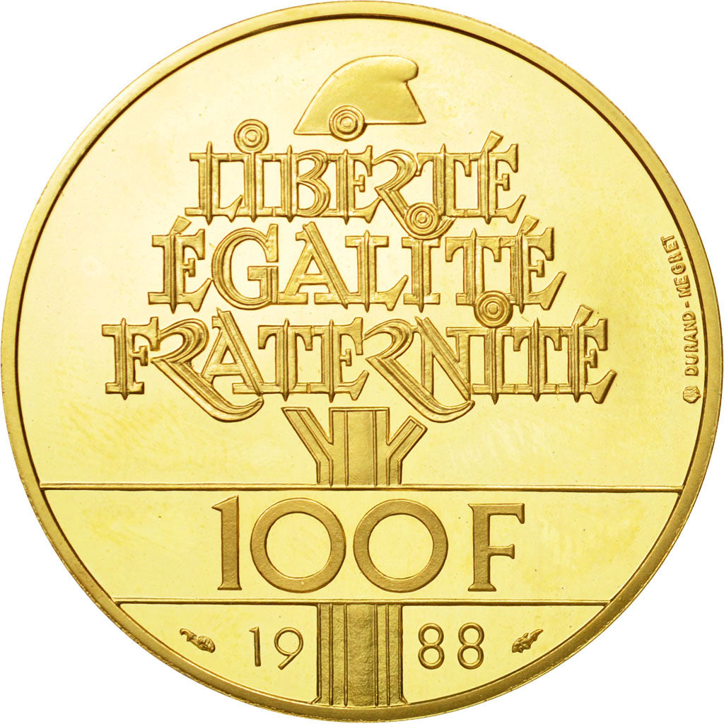Coin, France, 100 Francs, 1988, Paris, MS(65-70), Gold, KM:966b, Gadoury:903