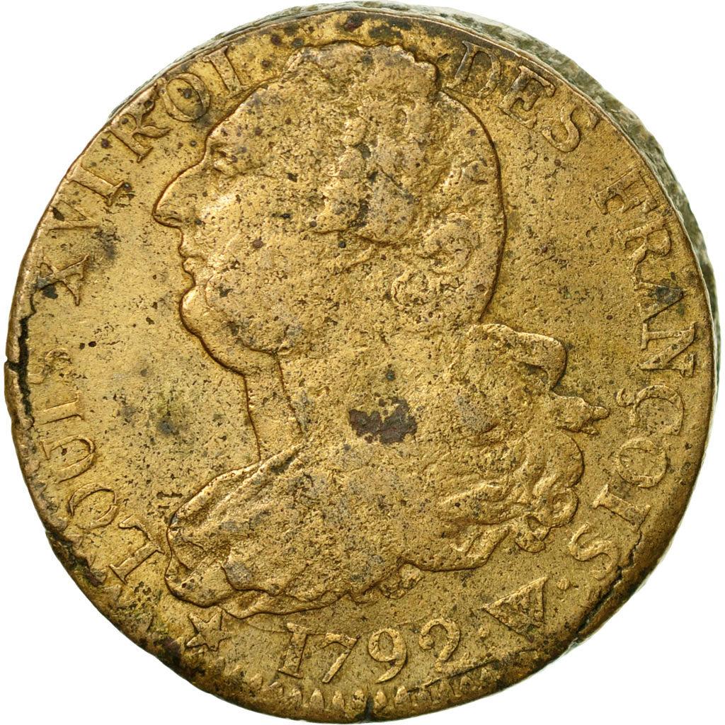 Monnaie, France, 2 sols françois, 2 Sols, 1792, Lille, fautée-double frappe