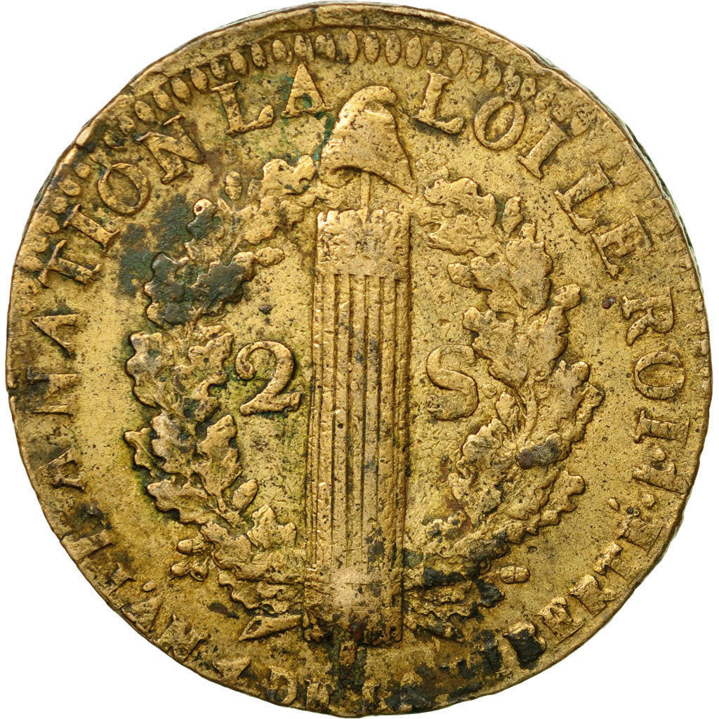 Monnaie, France, 2 sols françois, 2 Sols, 1792, Lille, fautée-double frappe